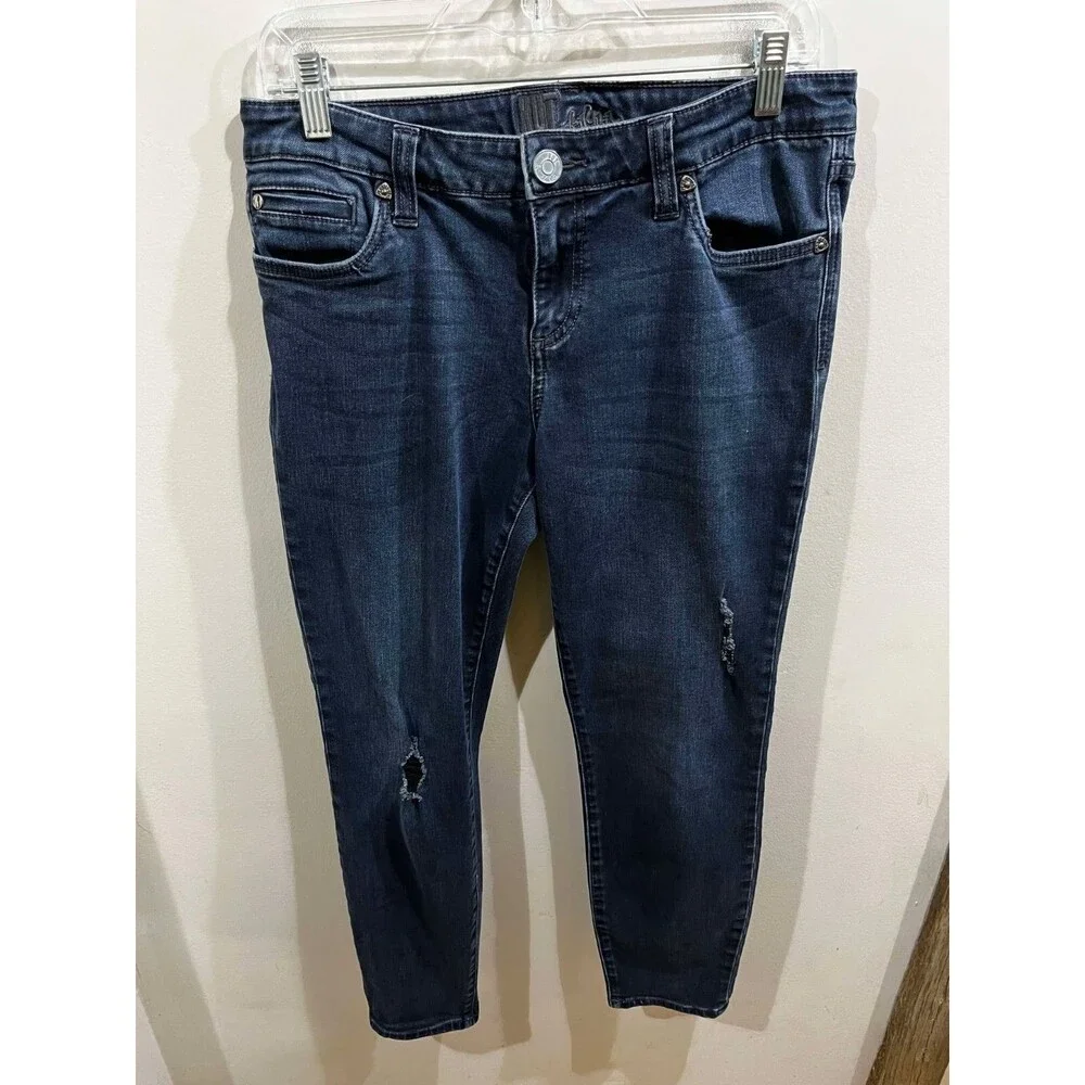 Kut From The Kloth Jeans Womens 10 Straight Blue Distressed Denim Grunge Casual - Picture 1 of 10
